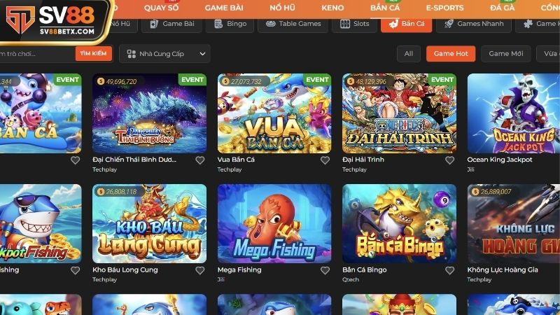 Bắn cá mang đến đa dạng các tựa game hot hit